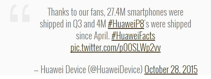 Huawei ships 27.4M smartphones in Q3