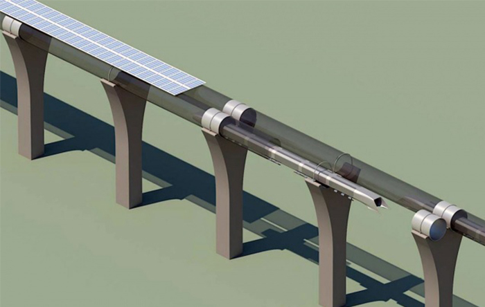 تونل‌های هایپرلوپ روی ستون‌هایی می‌گیرند. برق آن نیز از پنل‌های خورشیدی تامین می‌شود.